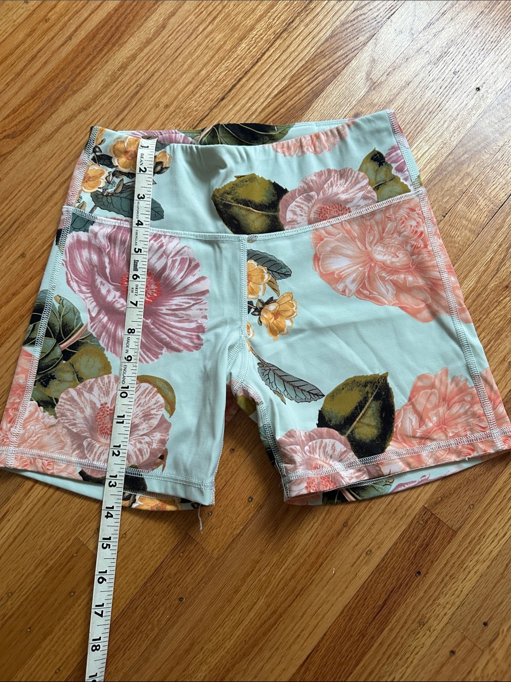 Body Glove: Floral High-Waist Women’s Active Shorts in Mint and Pink